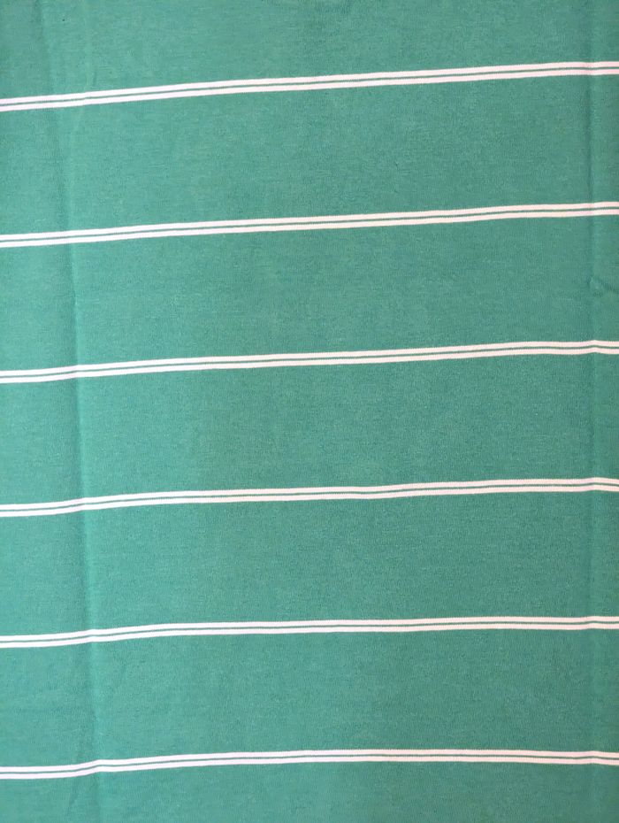 Polo Clockhouse Vert Double Rayures Horizontales Blanches Vêtement Tendance Mode Hommes - photo numéro 4