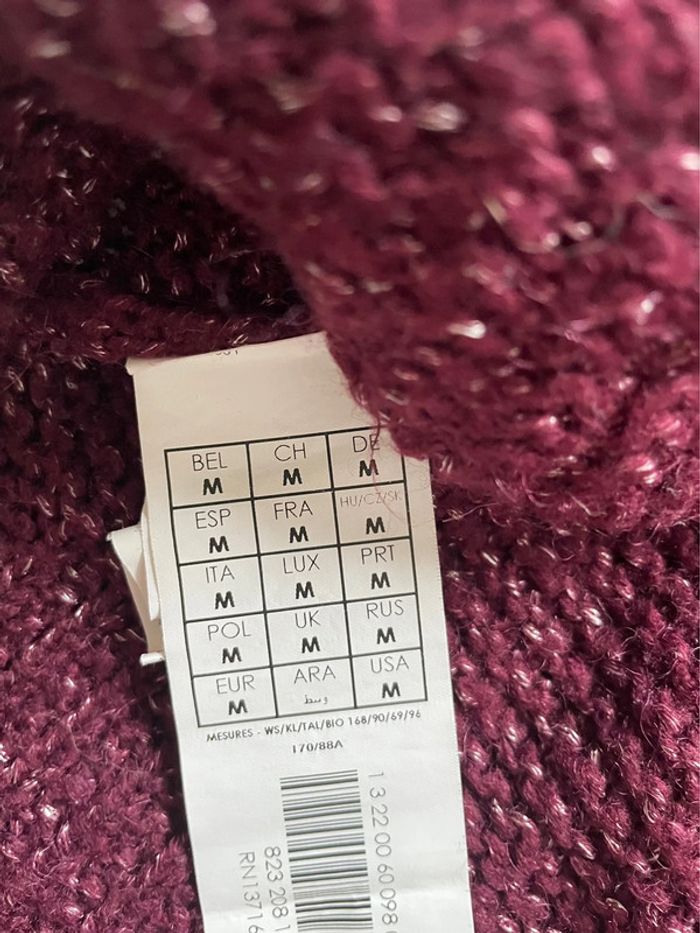 Pull en grosses mailles bordeaux promod taille M - photo numéro 4