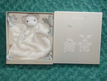 Doudou ours ivoire blanc Kaloo plume 🐻 Neuf