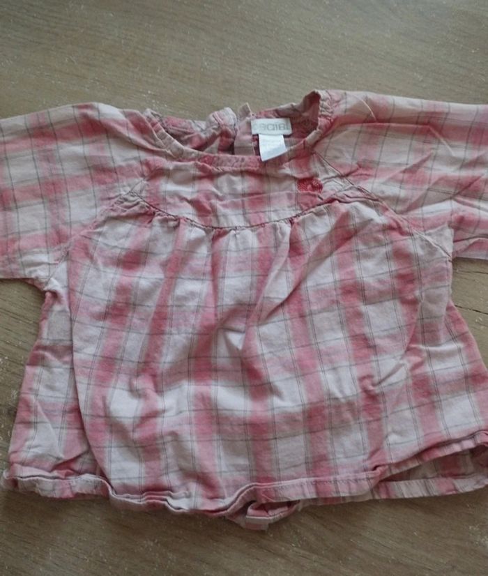Tee shirt chemise à carreaux rose - photo numéro 2