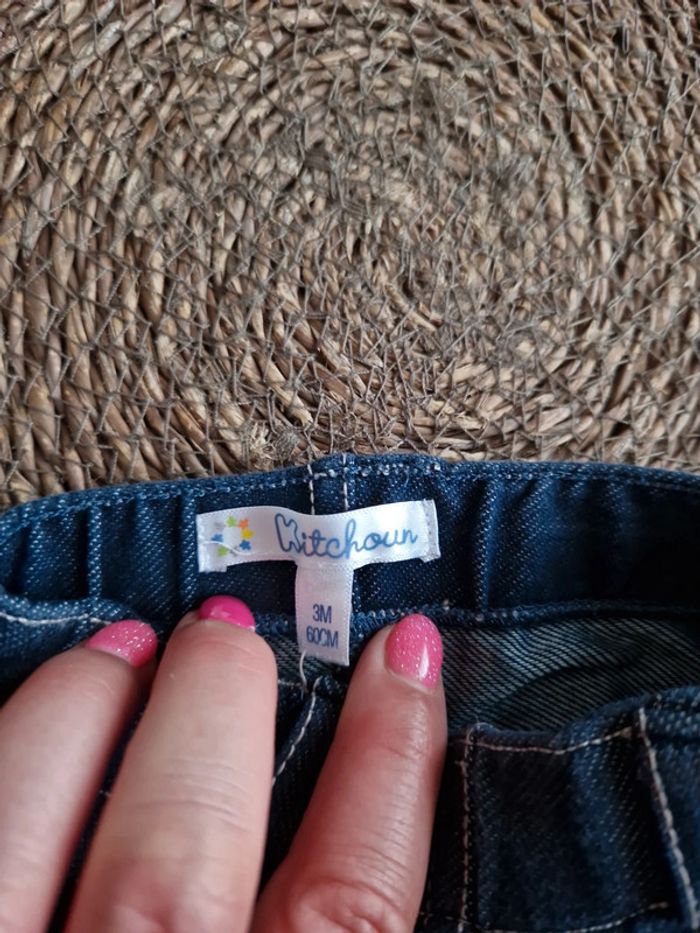 Joli pantalon fin effet jean taille 3 mois - photo numéro 3