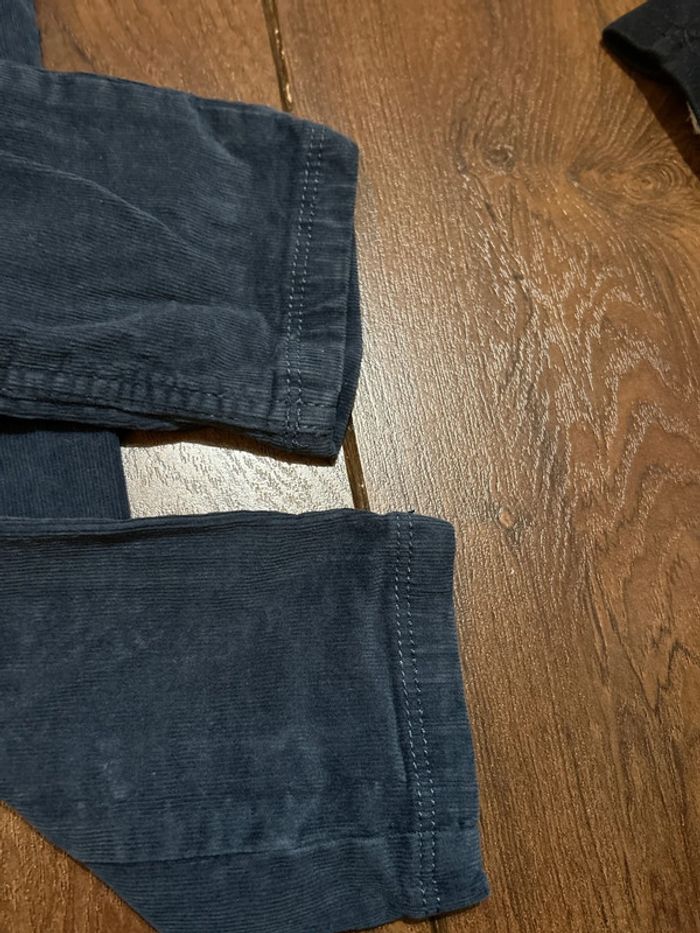 Pantalon en velours côtelé bleu a empiècements sergent major taille 3 ans - photo numéro 14
