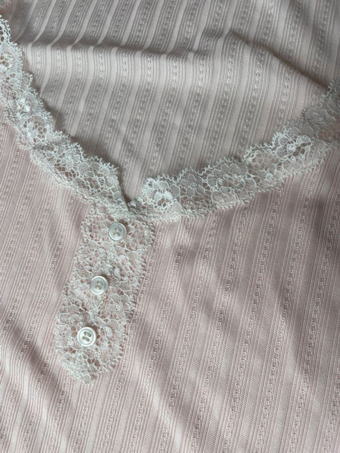Débardeur fluide taille XL rose à dentelle blanche Océalis Damart - photo numéro 3