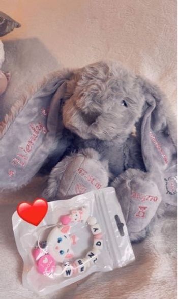 Doudou peluche lapin personnalisé naissance