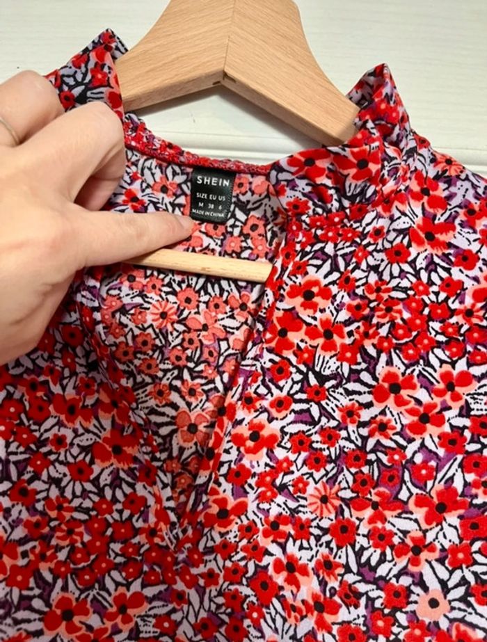 Blouse fleuris rouge T38 - photo numéro 3