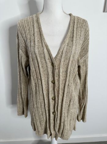 Cardigan oversize moucheté beige crème en angora et soie René Derhy T36 S