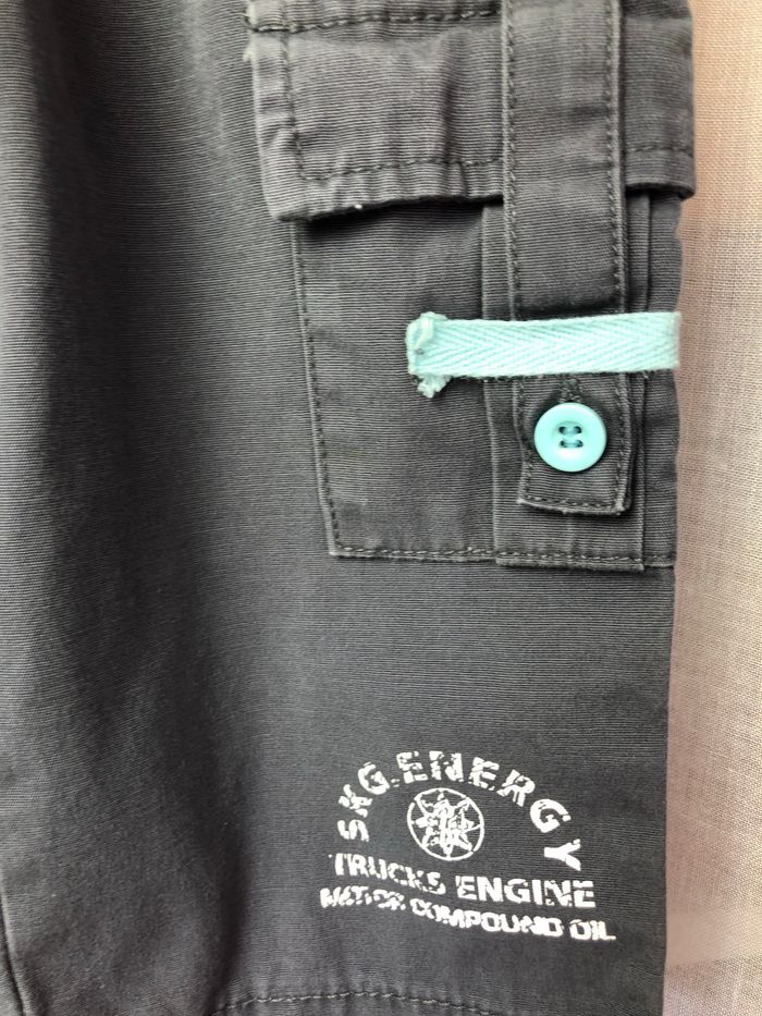 Pantalon cargo en toile gris et turquoise 18 mois - photo numéro 2