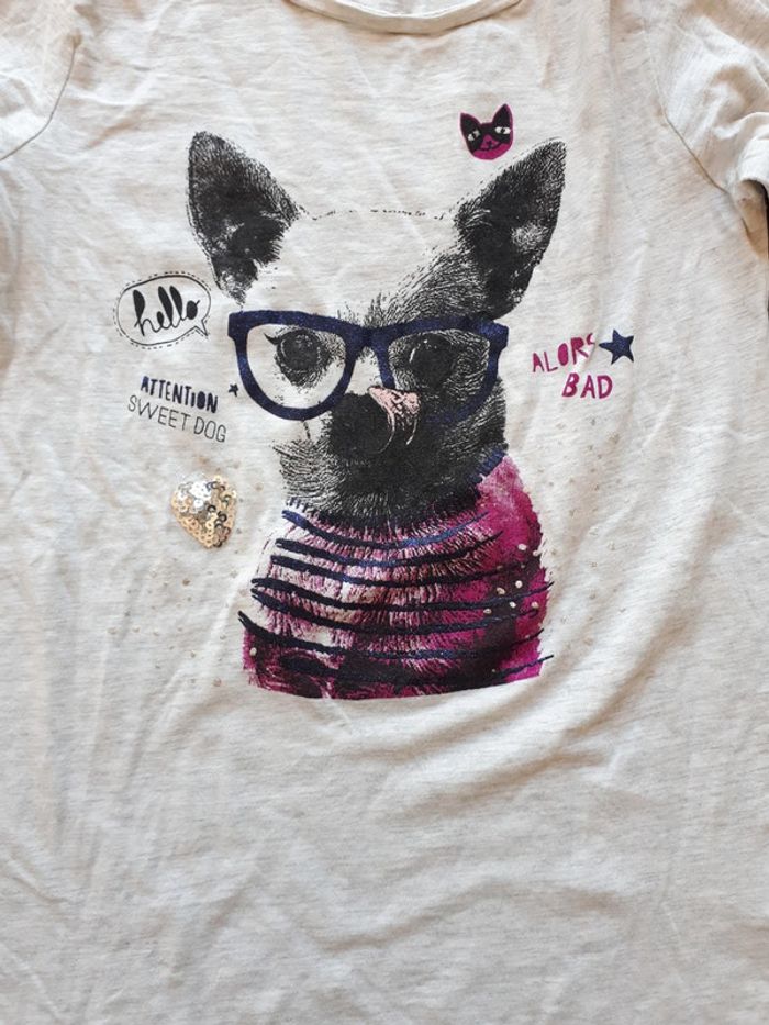 Lot de 2 tee-shirt manches longues chiens Gémo  12 ans - photo numéro 2