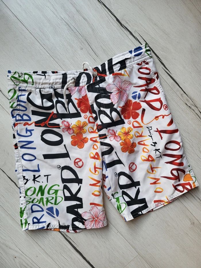 Short de bain Hawaï longboard design by k.t garçon 12ans
