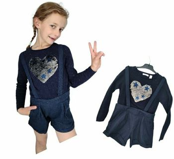 6 ans fille ensemble Okaïdi pull et short a bretelles