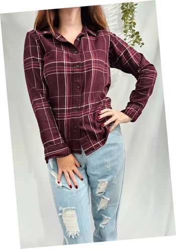 Chemise à carreaux bordeaux Uniqlo taille XS