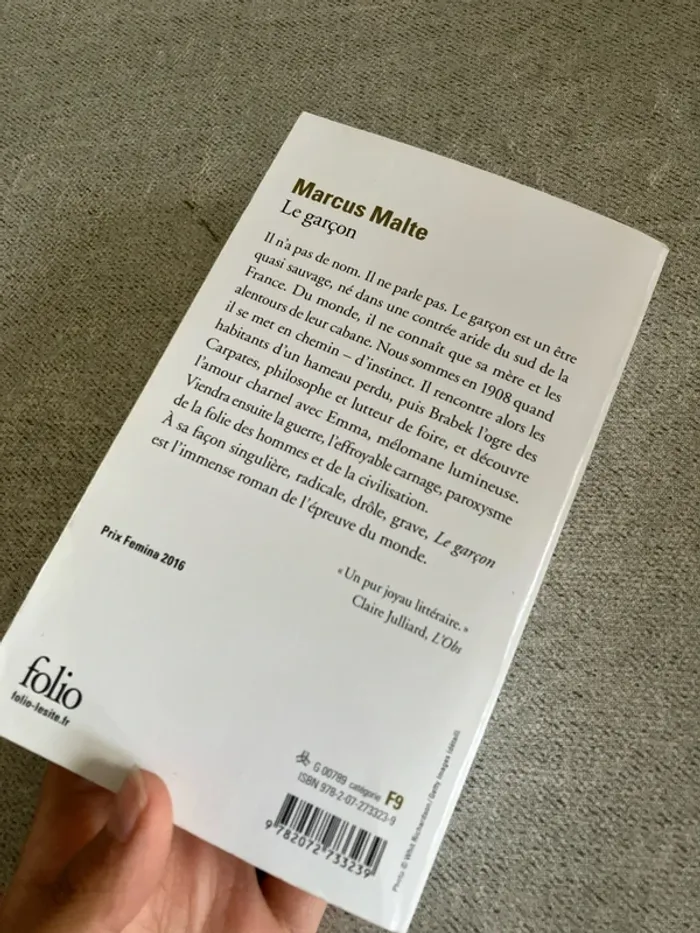 Le Garçon – Marcus Malte – Édition Folio – Roman historique / initiatique - photo numéro 3