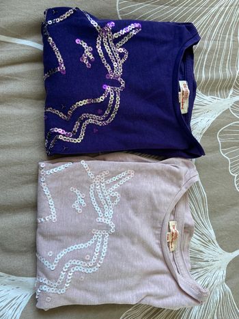 2 tshirt manche longue sequins dpam 3 ans 98 cm violet et rose