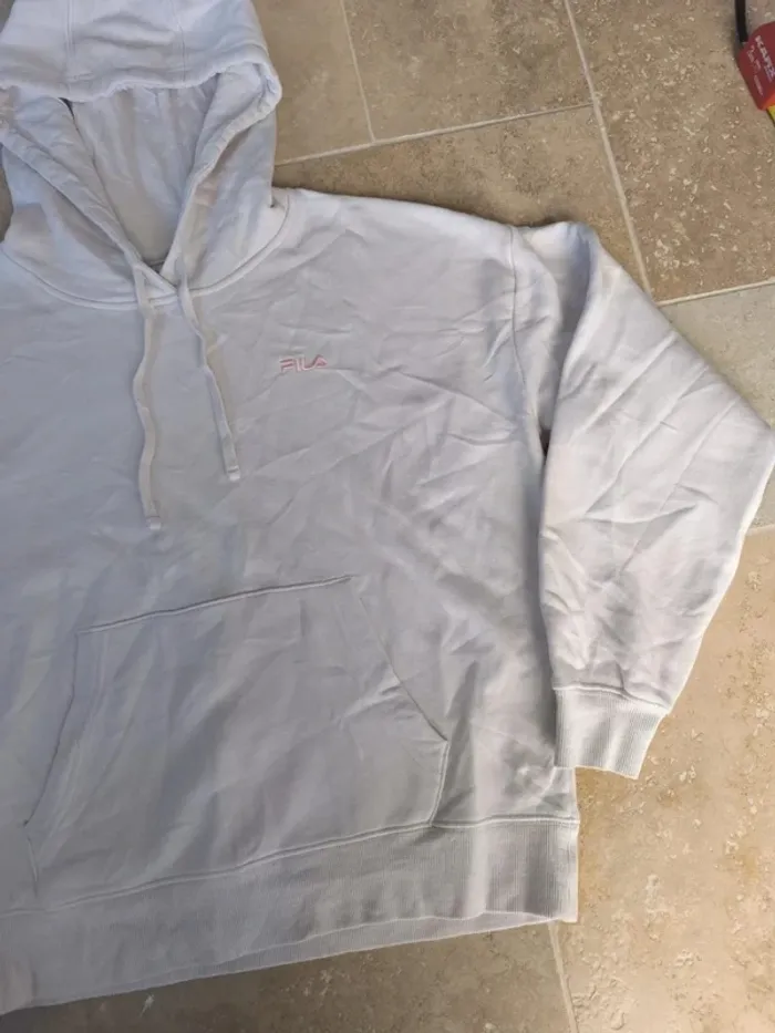 Sweat capuche unisexe L Fila rose avec logo brodé rose excellent état - photo numéro 5