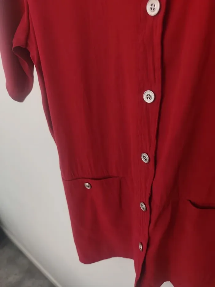 Chemise manches courtes Daxon rouge bordeaux taille 44 modal - photo numéro 4