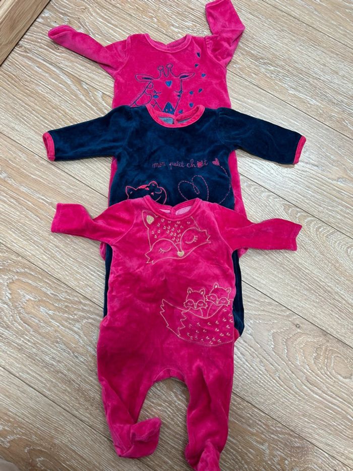 Lot de 3 pyjamas 1/3 mois du pareil au même en coton bleu rose