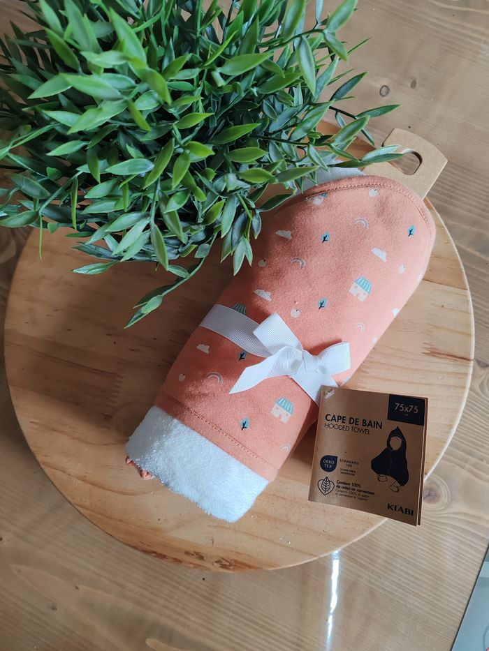 Cape de bain + gant 75x75 Kiabi Neuf 🌸
