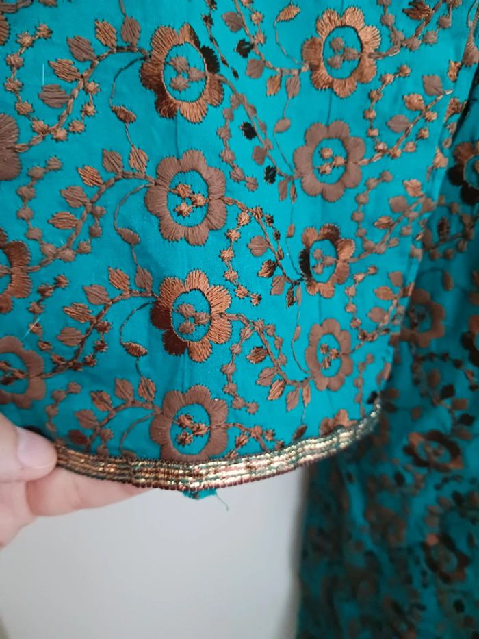 Tunique indienne bleue/marron avec écharpe taille 38 - photo numéro 4
