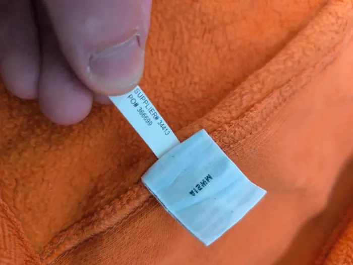 Sweat à capuche zippé Polo Ralph Lauren homme taille L orange manche tachée - photo numéro 14