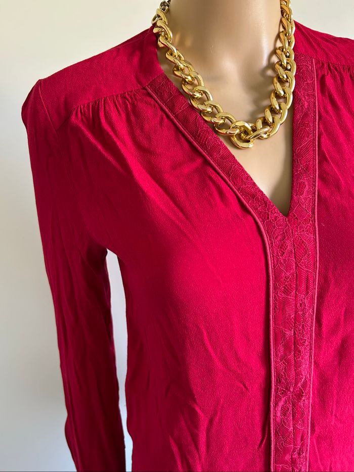 Blouse rouge à manches longues Morgan taille 34 comme neuve - photo numéro 4