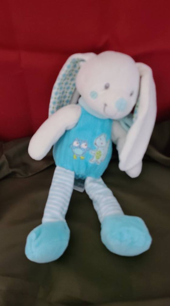Peluche doudou Lapin bleu Mots d'Enfants Renard Hibou - photo numéro 4