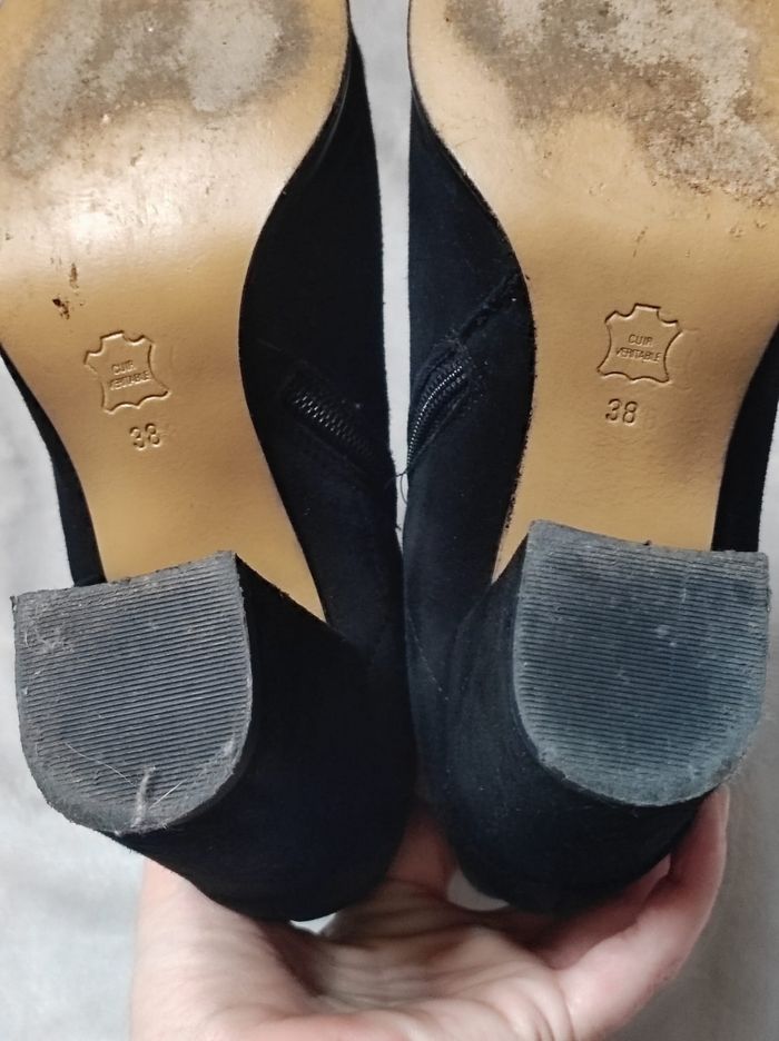 Bottines noires cuirs velour taille 38 - photo numéro 9