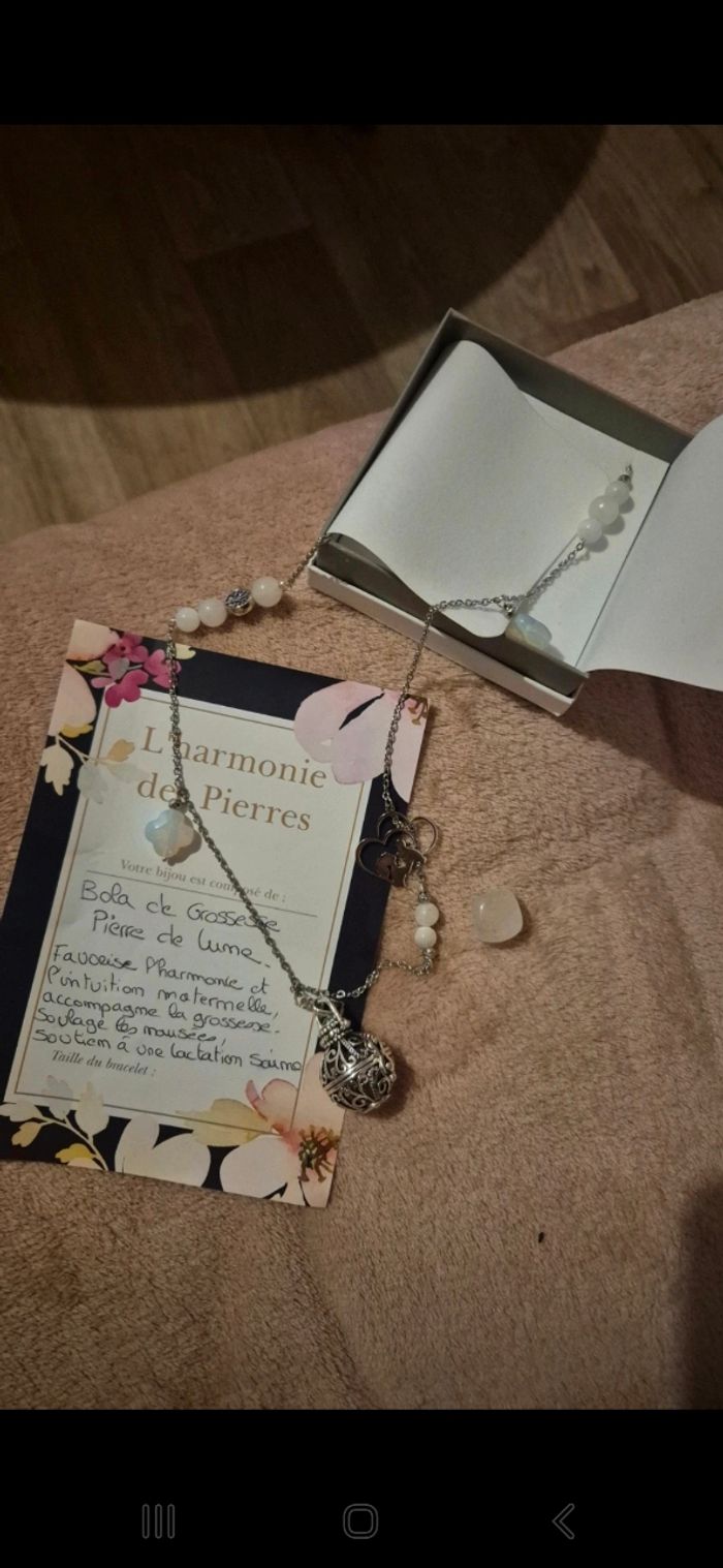 🤍 Bola de grossesse fait main – Pierre de lune - photo numéro 2