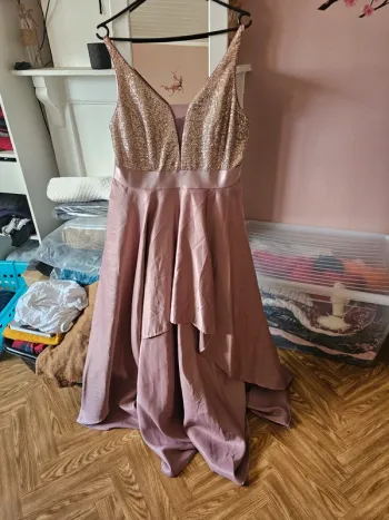Robe de soiree vieux rose t48