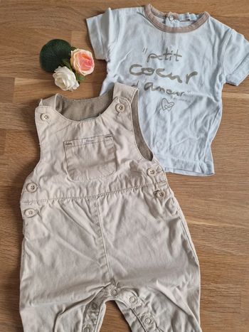 Ensemble Salopette et tee-shirt 1 mois