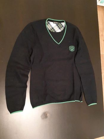 Pull femme marine et vert