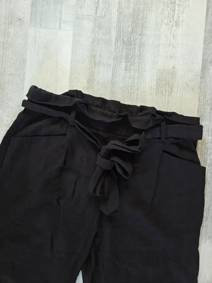 Pantalon noir zara avec ceinture nœud - photo numéro 2