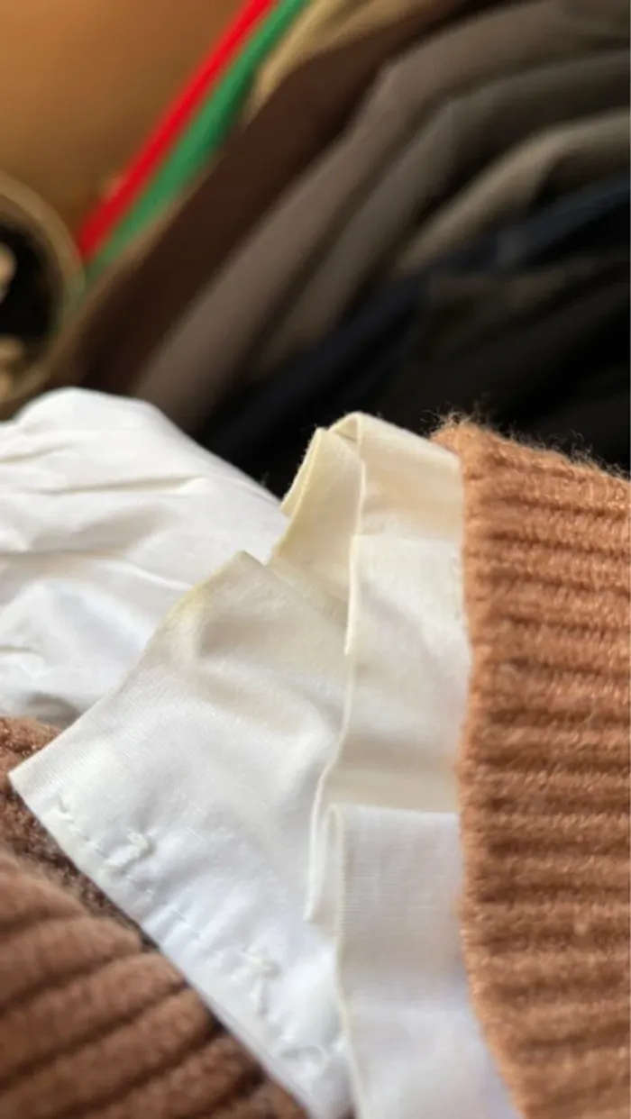 Pull maille marron avec blouse intégrée - photo numéro 8