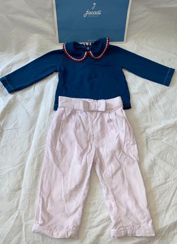 pantalon velour rose jacadi