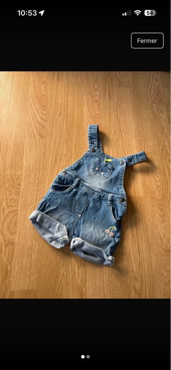 Salopette short en jean tex fille taille 12 mois