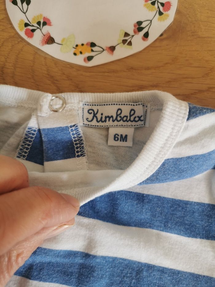 Lot de 2 t-shirt manches courtes bébé garçon 6mois kimbaloo et mot d'enfant TBE - photo numéro 3