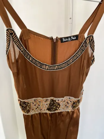 Robe d’été robe de plage marron chocolat en soie Bain de Nuit