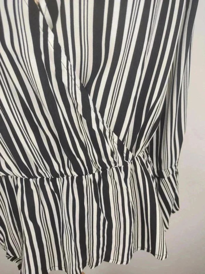 Blouse cache-coeur manches longues rayée noir et blanc taille XL Even & Odd neuve - photo numéro 6