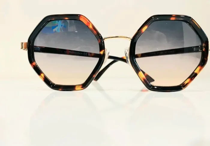 Lunette de soleil mixte hexagonale marron léopard verres dégradés uvprotection catégorie 2 - photo numéro 9