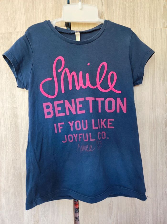 T shirt bleu Smile Benetton 6 ans