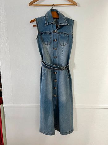 Robe en jean vintage effet délavée ceinturée taille S