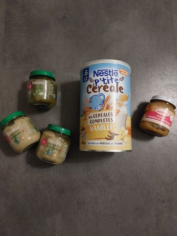 Lot de 3pots de legume +1boîte de céréale + 1pot de compote