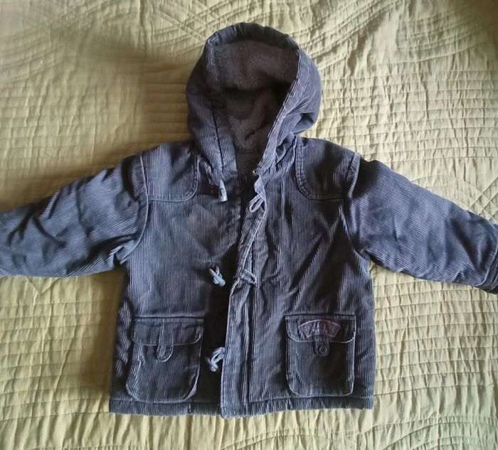 Manteau velours côtelé fourré capuche 3 ans - photo numéro 2