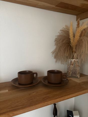Vintage duo de tasses bistrot marron grand format