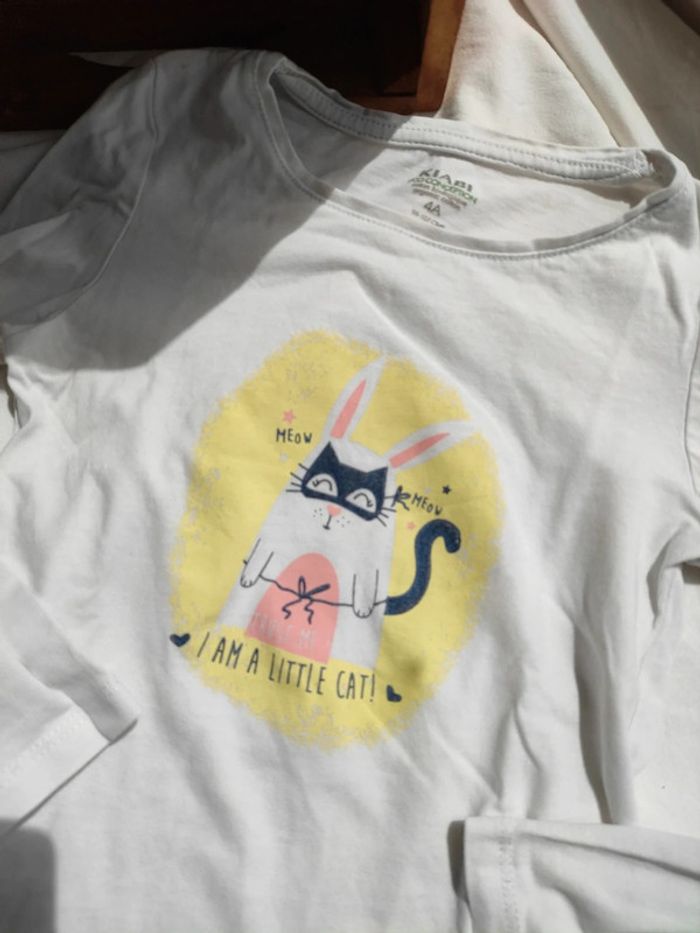 T-shirt manches longues lapin chat 4 ans coton bio - photo numéro 2