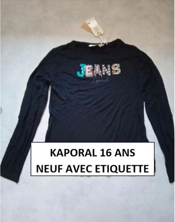 tee shirt manches longues taille 16 ans kaporal ans neuf avec étiquette