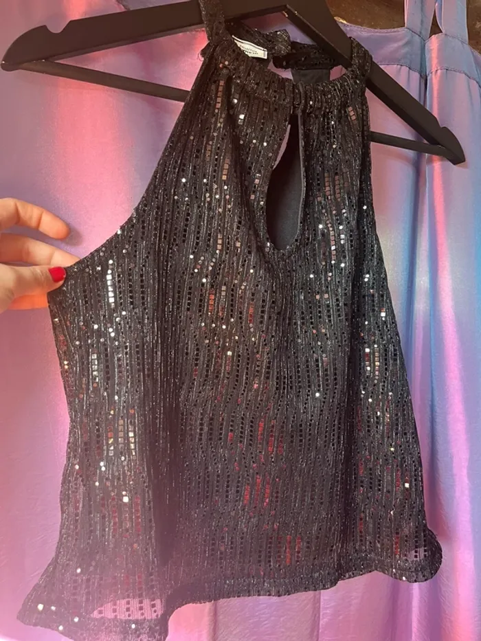top halter noir à sequins pimkie - photo numéro 2
