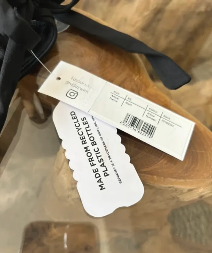 Bas de maillot de bain noir Vida Swim bijou doré ficelles - photo numéro 5