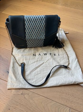 Sac bandoulière bi-matière bleu