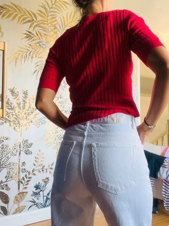 Jeans Zara blanc droit coupe crop