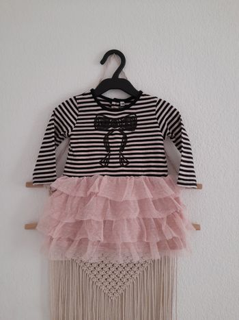 Jolie robe marinière et tulle rose 12 mois